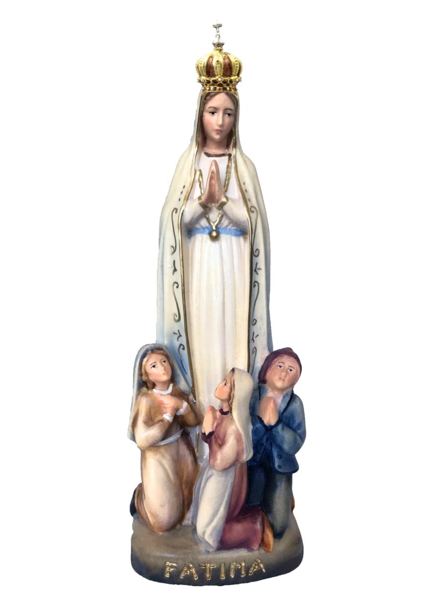 Apparizione di Fatima Capellina con corona in legno - 15.0 cm