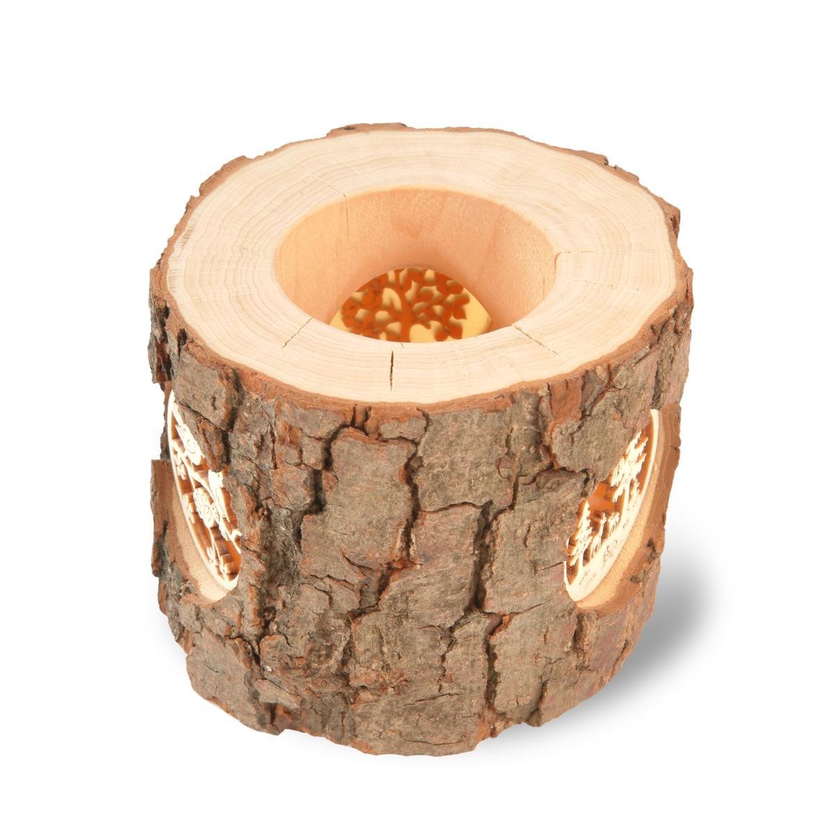 Candeliere a tronco scultura legno