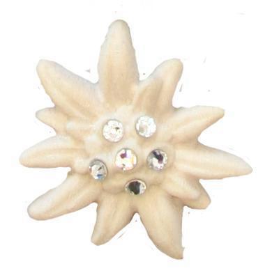 Stella Alpina in legno e Swarovski - 3.0 cm