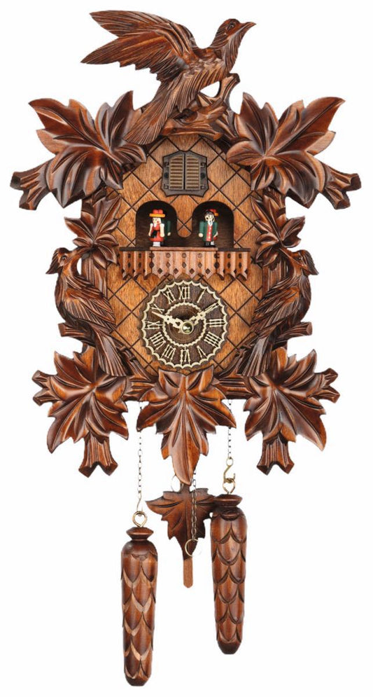 Orologio a cucù in legno intagliato