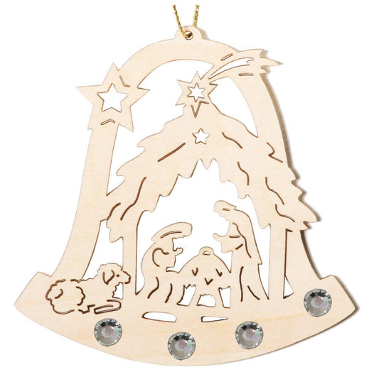 Campana con Sacra Famiglia e cristalli