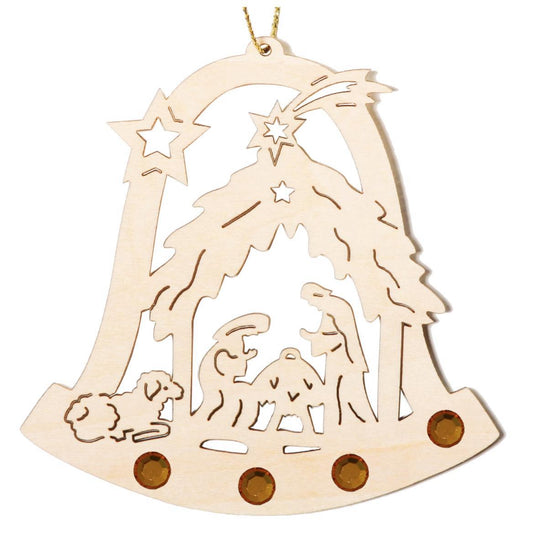 Campana con Sacra Famiglia e cristalli Swarovski