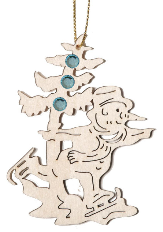 Babbo Natale con pattini di ghiaccio con cristalli Swarovski