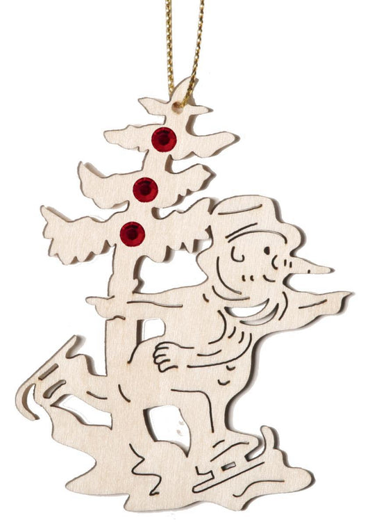 Babbo Natale con dei pattini di ghiaccio con cristallo Swarovski