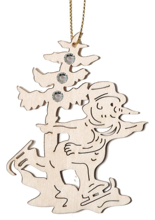 Babbo Natale con pattini da ghiaccio con cristalli Swarovski