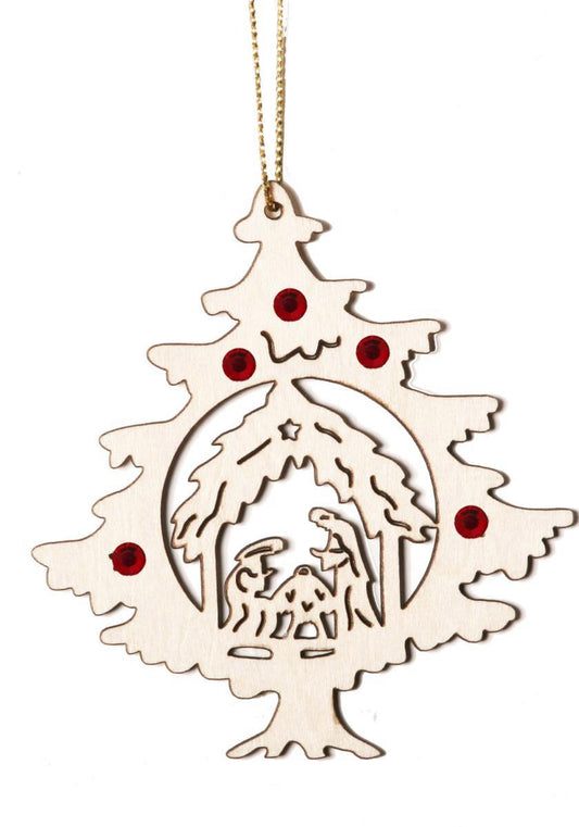 Albero con Sacra Famiglia con cristalli Swarovski