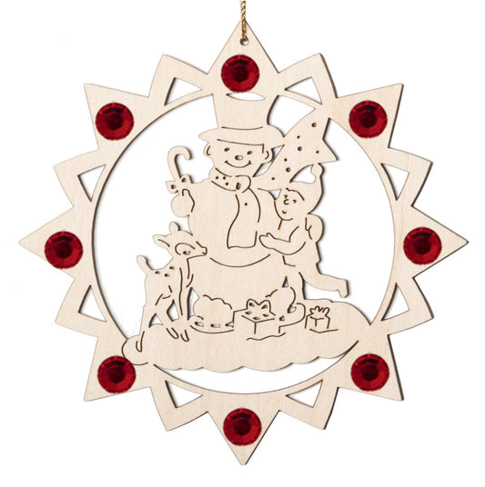 Pupazzo di neve con bambino e cristalli Swarovski