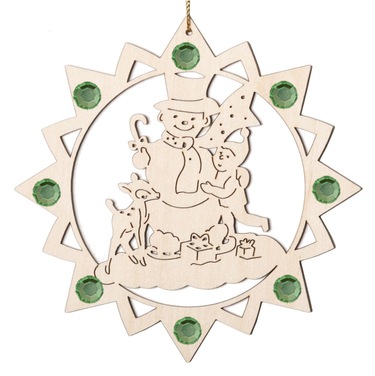 Pupazzo di neve bambino e cristalli