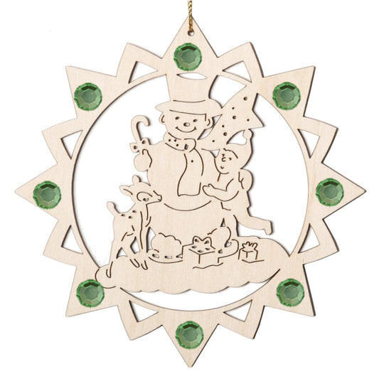 Pupazzo di neve bambino e cristalli