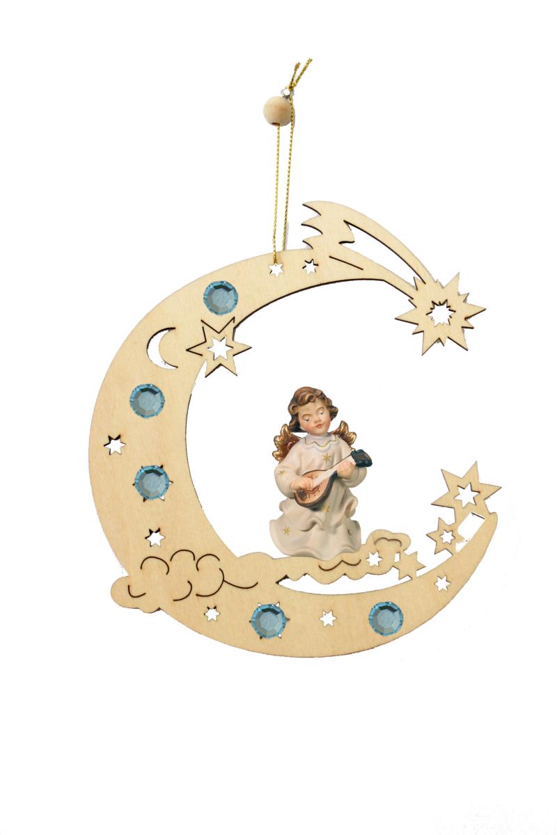 Decorazione Mezza luna con angelo - 15.0 cm
