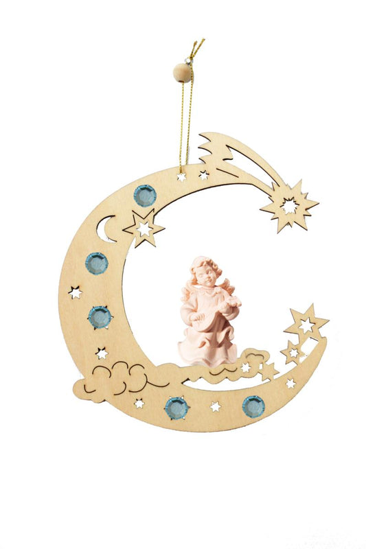 Decorazione Mezza luna con angelo - 15.0 cm