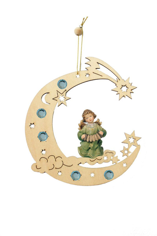 Mezza lunetta con angelo di legno - 15.0 cm