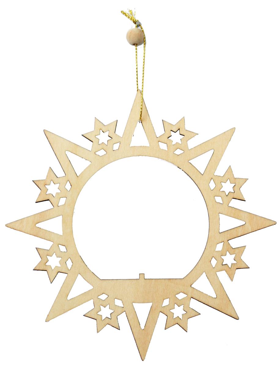 Addobbo Cerchio con stelle in legno - 15.0 cm