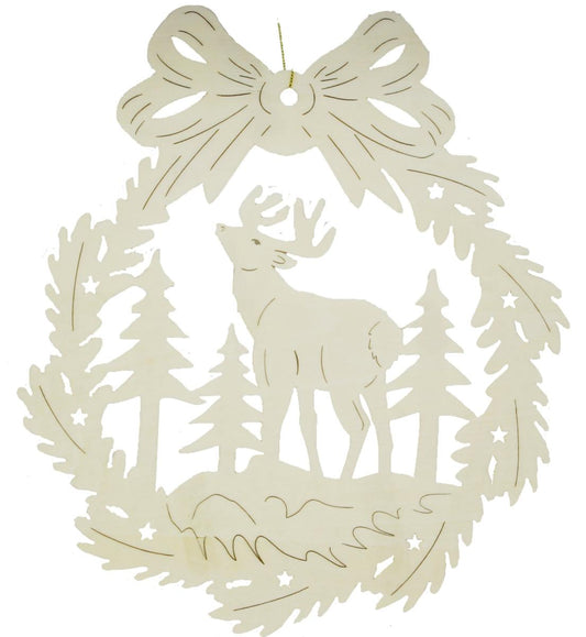 Decorazione in legno con cervo - 9.0 cm