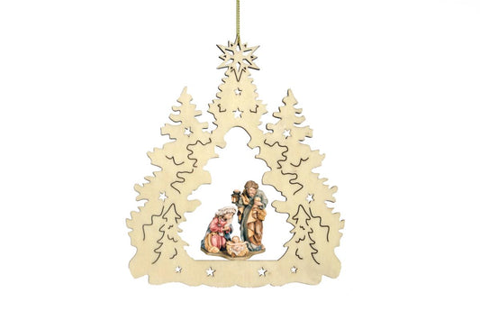 Appendiabiti natalizio con presepe in legno - 15.0 cm