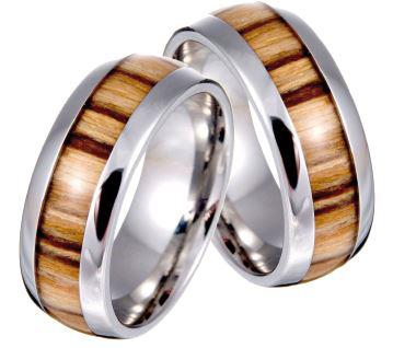 Fedina Lui e Lei in Acciaio e Legno d'Ulivo - 10.0 cm