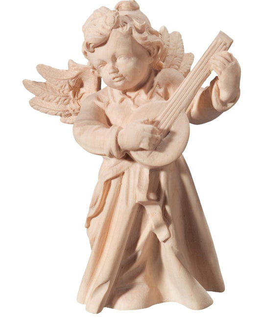 Angelo musicista in legno con mandolino - 8.0 cm