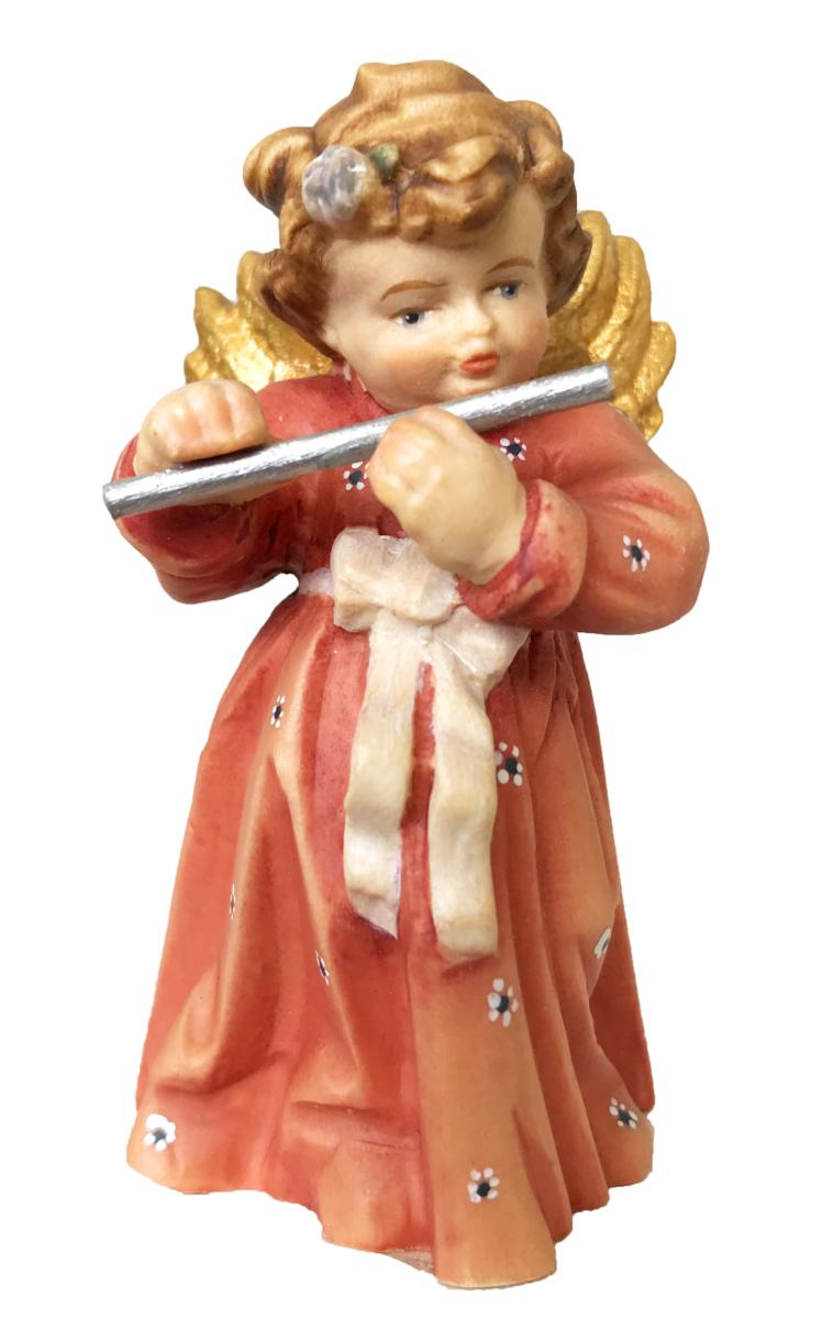 Angelo con flauto in legno con flauto - 10.0 cm