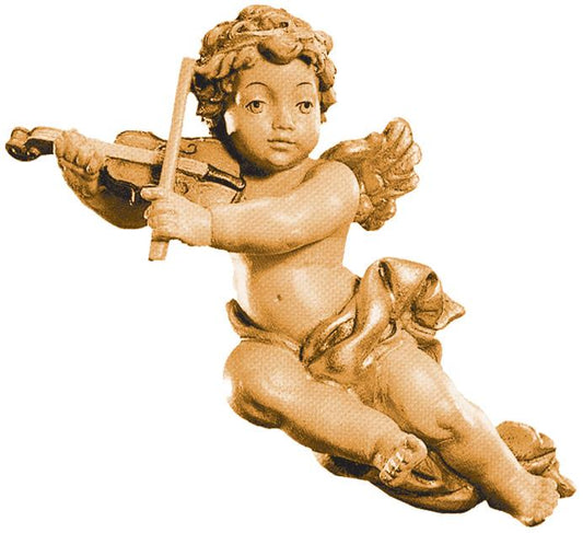 Angelo volante con violino in legno - 12.0 cm