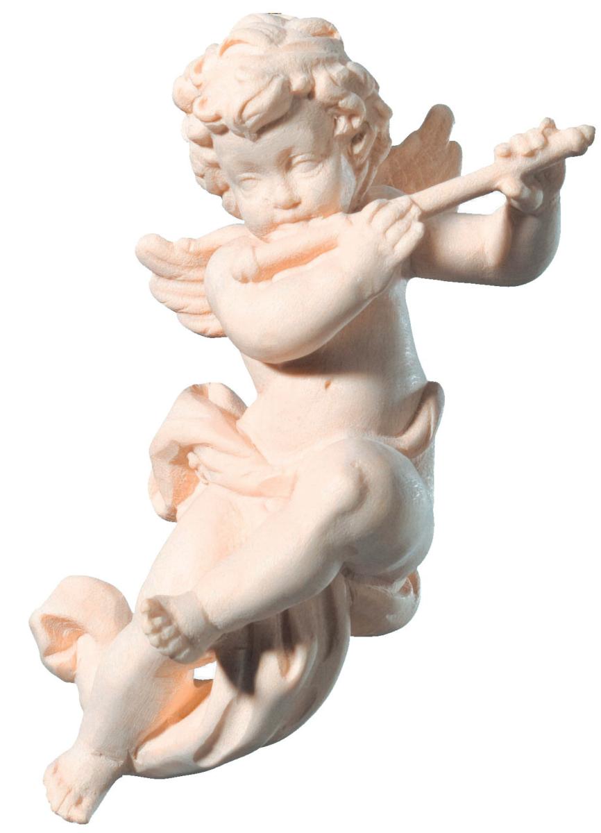 Delicato angelo putto musicista volante con flauto - 14.0 cm