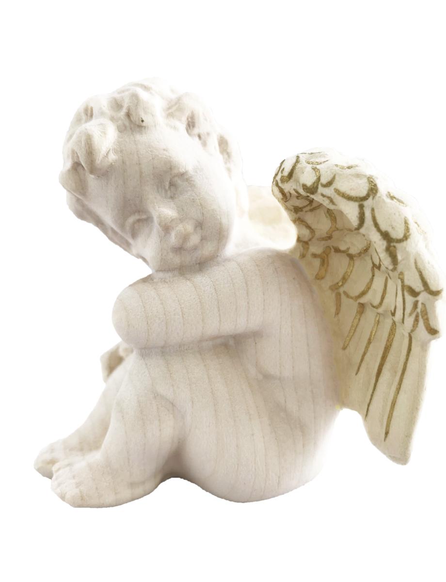 Angelo legno seduto sinistro - 14.0 cm