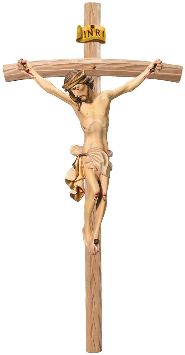 Corpo di Cristo su croce curva chiara - 120.0 cm