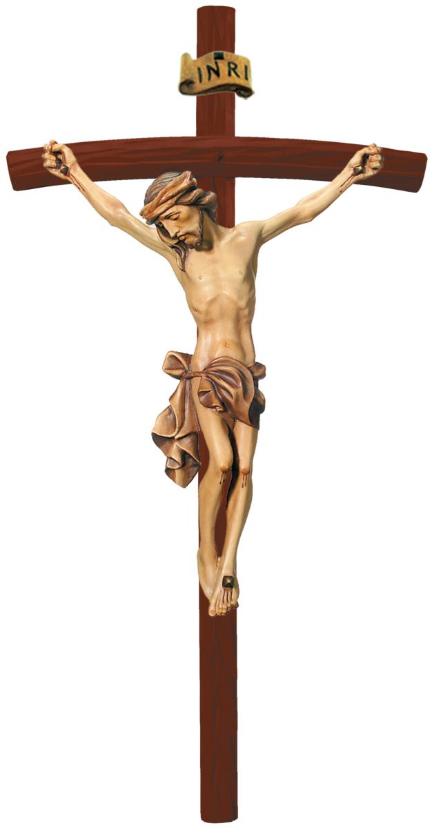 Corpo di Cristo su Croce curva scura - 80.0 cm