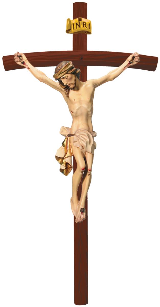 Corpo di Cristo su Croce curva scura - 80.0 cm
