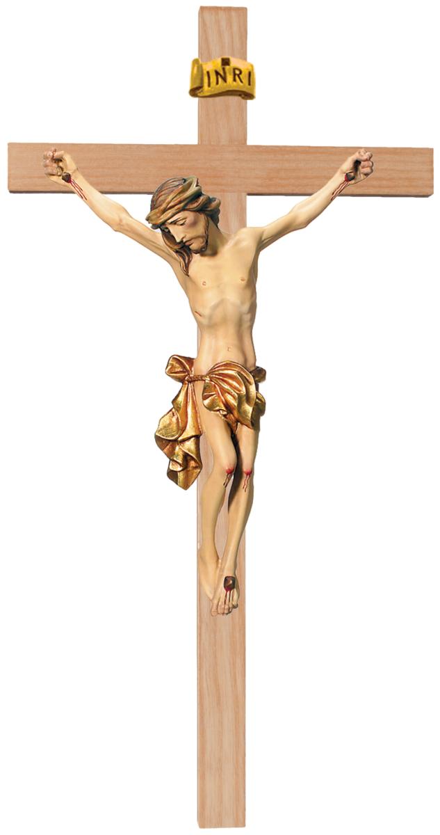 Corpo di Cristo su croce dritta scolpito in legno - 240.0 cm