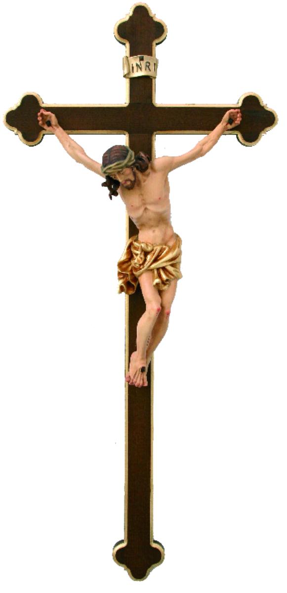 Corpo di Cristo legno su croce barocca - 80.0 cm