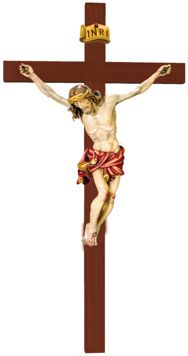 Corpo di Cristo su croce dritta di legno - 80.0 cm
