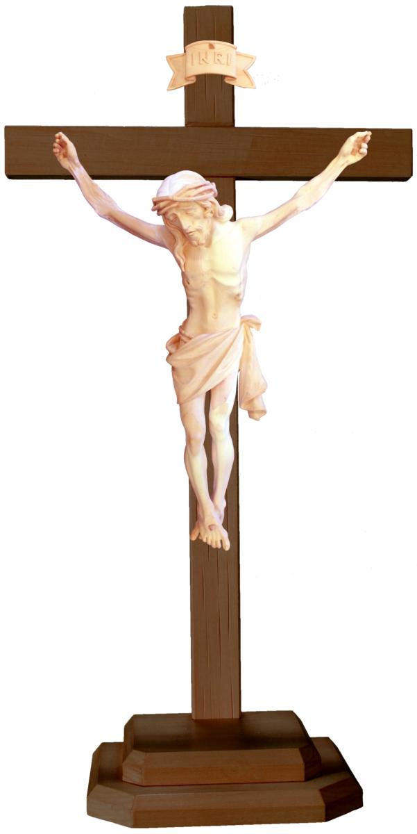 Corpo di Cristo con base su croce dritta legno - 70.0 cm