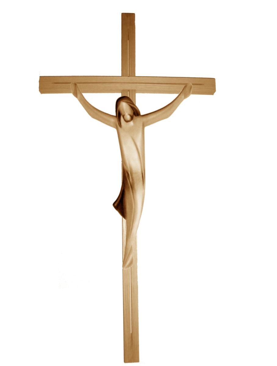 Corpo di Cristo su croce dritta in legno - 50.0 cm