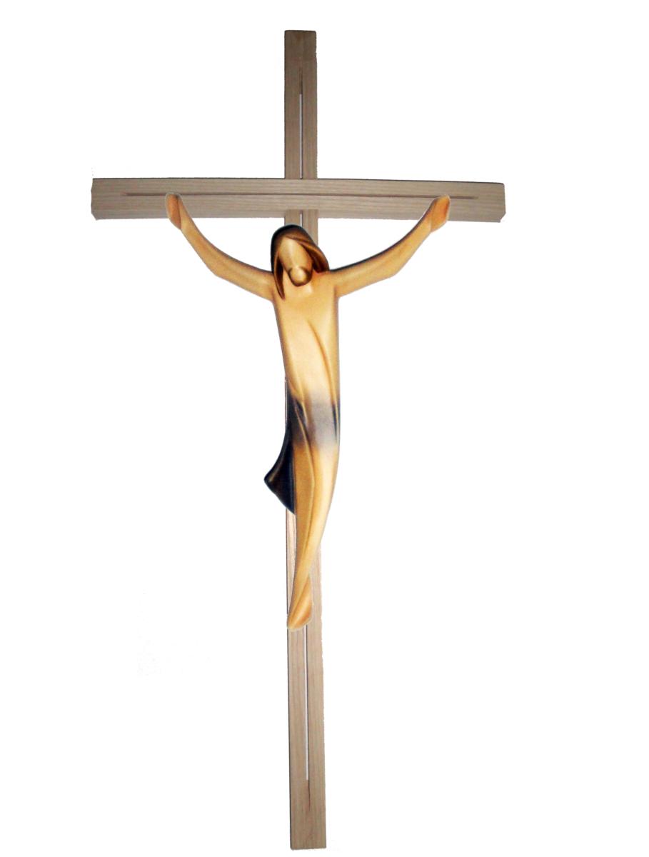 Corpo di Cristo su croce dritta in legno - 80.0 cm