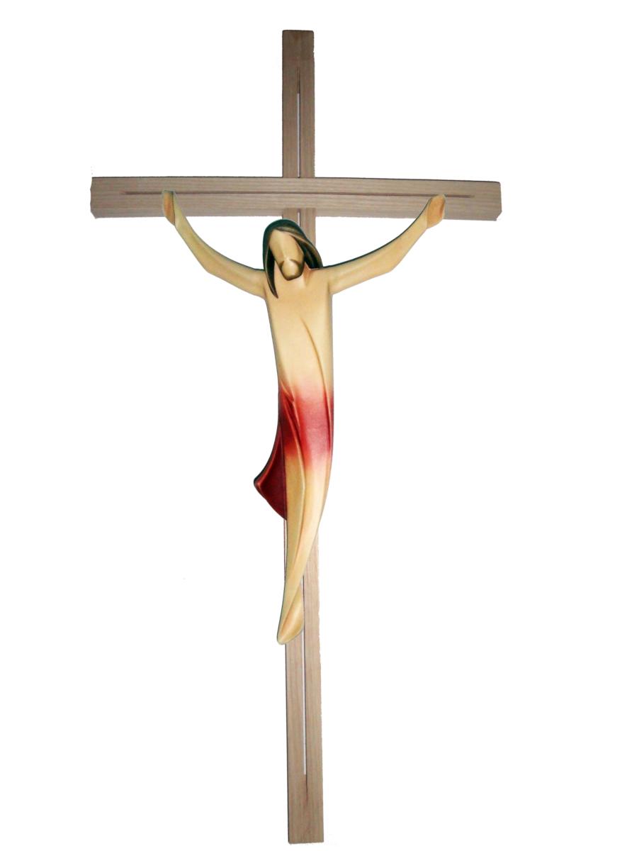 Corpo di Cristo su croce dritta in legno - 80.0 cm