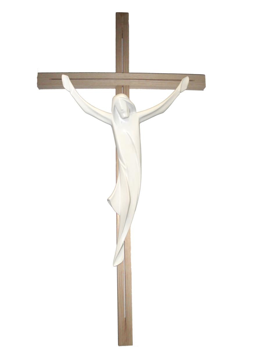 Corpo di Cristo su croce dritta in legno - 80.0 cm