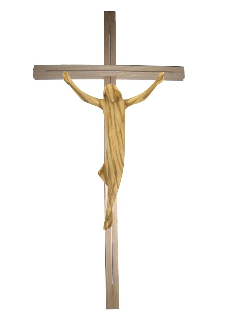 Corpo di Cristo su croce dritta in legno - 27.0 cm
