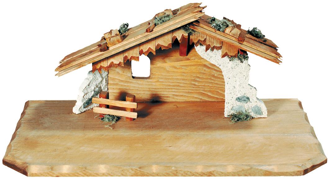 Stalla in legno fatta a mano per presepe - 10.0 cm