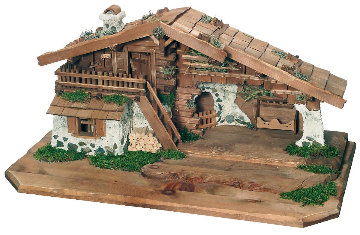 Capanna artigianale in legno per presepi tradizionali - 16.0 cm