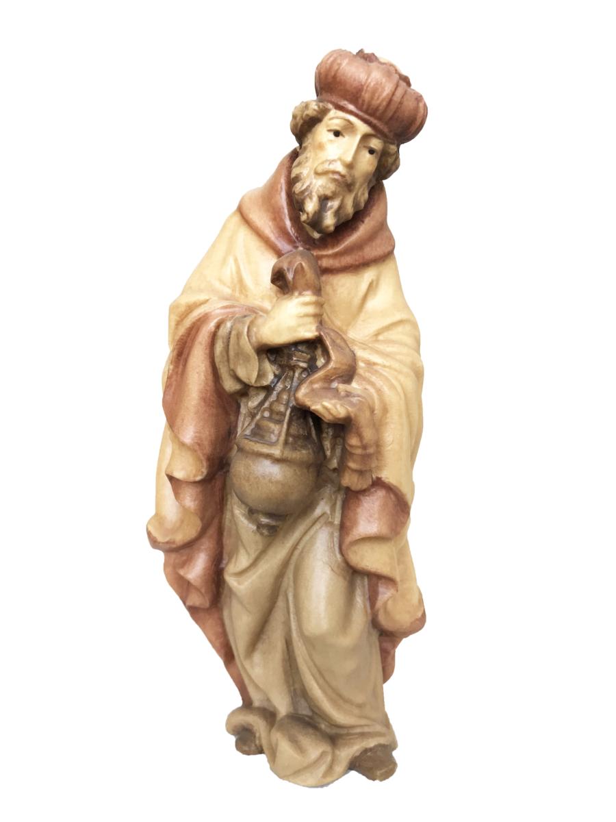 Re Magio Gaspare con Mirra in legno - 8.0 cm