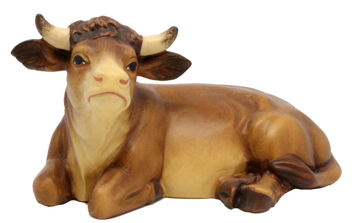 Scultura in legno di un bue disteso - 8.0 cm