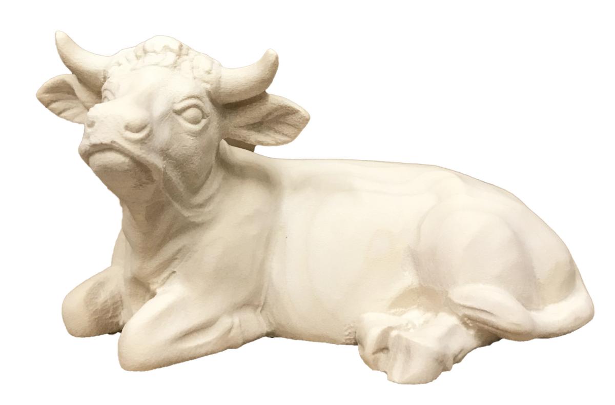 Scultura in legno di un bue disteso - 12.0 cm