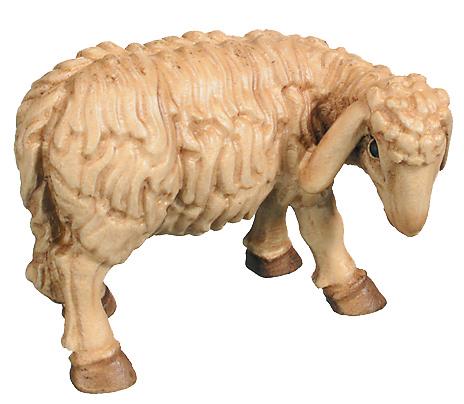 Pecora che bruca l'erba in legno - 12.0 cm