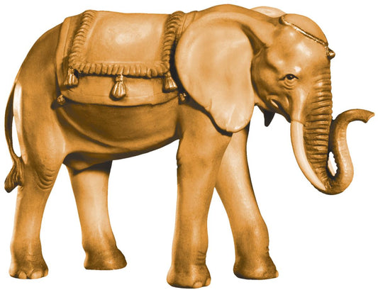 Elefante con sella e proboscide alzata - 14.0 cm