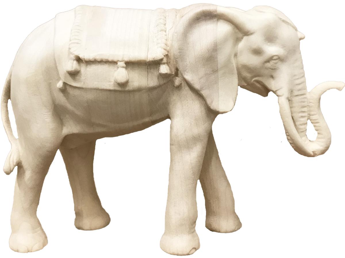 Elefante con sella e proboscide alzata - 14.0 cm