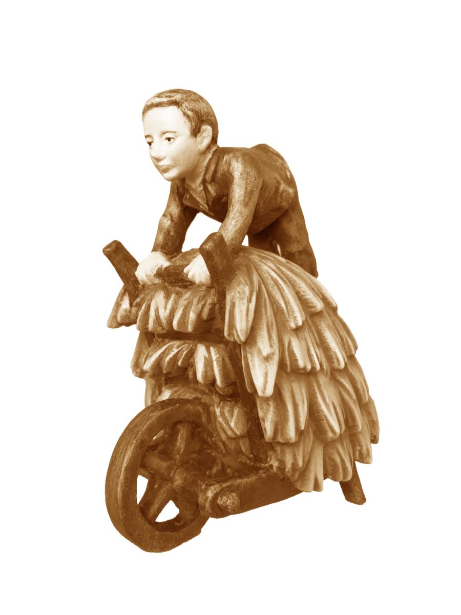 Pastorello sul carretto con fieno - 14.0 cm