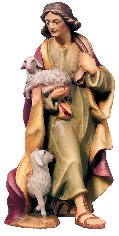 Pastore con con pecora ai piedi e agnello in braccio - 13.0 cm