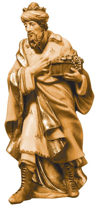 Melchiorre re bianco con doni d'oro - 12.0 cm