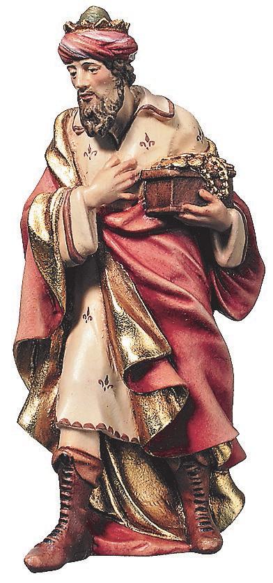 Melchiorre re bianco con doni d'oro - 12.0 cm