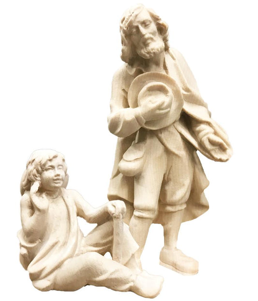 Pastore con ragazzo in legno - 6.0 cm